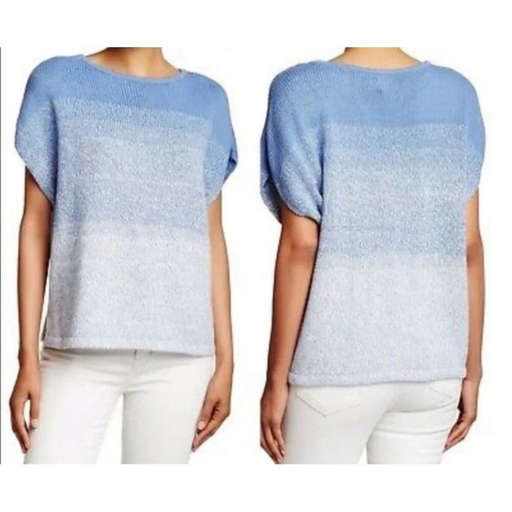 Vince Sweater Blue Ombre Cocoon Crew Dolman Sleeve Knit Sz XS Boxy Quiet Luxury